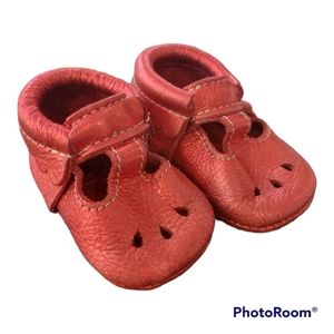 FRESHLY PICKED Ruby Red Mary Jane Soft Sole Moccasin. Size 2